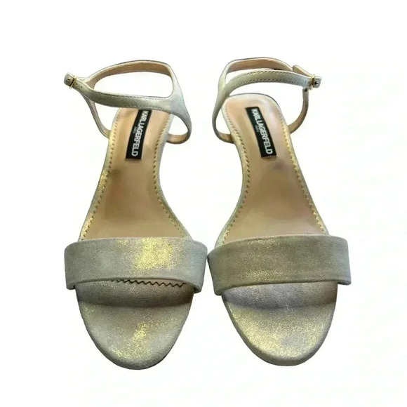 Lagerfeld Paris Women's Ankle Strap Heeled Sandal •Sparkly Gold•Size 8.5• - Picture 15 of 16